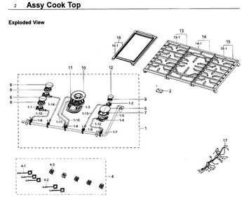Cooktop Diagram and Parts List for NA36K6550TG AA-0000 Samsung Cooktop