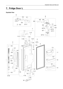 Left Refrigerator Door Parts Diagram and Parts List for RF28M9580SR AA-01 Samsung Refrigerator