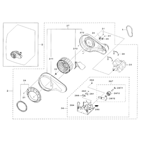 Motor Duct Diagram and Parts List for DV42H5200EP A3-0000 Samsung Dryer
