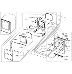 Front/door Assy Diagram and Parts List for DV50F9A8GVP A2-0001 Samsung Dryer