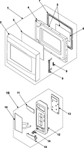 Control Panel/door Assembly Diagram and Parts List for MS1240BB XAA Samsung Microwave