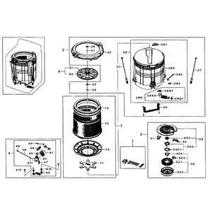 Tub Assembly Diagram and Parts List for WA484DSHAWR A1-01 Samsung Washer