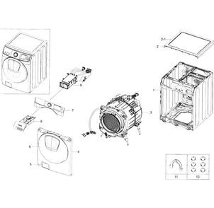 Main Asy Diagram and Parts List for WF45K6200AZ A2-0000 Samsung Washer