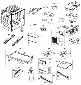 Part Location Diagram of DA01-00810A Samsung Refrigerator shelf