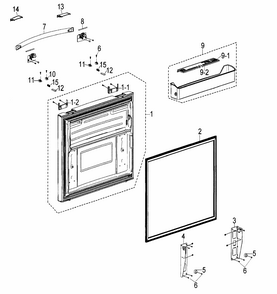 Freezer Door Diagram and Parts List for RF268ACWP XAA-0000 Samsung Refrigerator