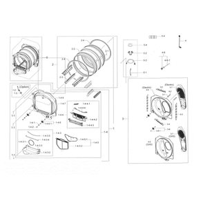Drum Diagram and Parts List for DV45K7600GW A3-0000 Samsung Dryer
