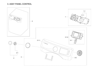 Control Panel Assembly Diagram and Parts List for DV42H5200EP A3-03 Samsung Dryer