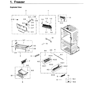 Freezer Diagram and Parts List for RF28JBEDBSR AA-0003 Samsung Refrigerator