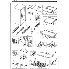 Fridge Diagram and Parts List for RF261BEAESG AA-02 Samsung Refrigerator