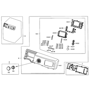 Control Panel Diagram and Parts List for WF435ATGJRA A1-0001 Samsung Washer