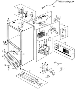 Part Location Diagram of DA97-00616D Samsung Assembly CHASSIS-COMP;W2-PJT