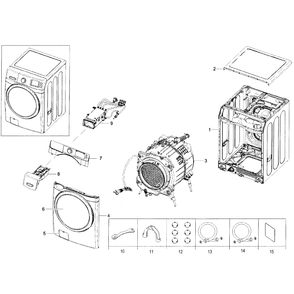 Main Assembly Diagram and Parts List for WF45H6100AP A2-00 Samsung Washer