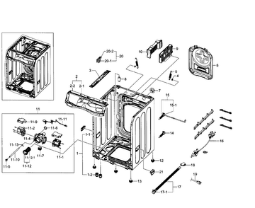 Frame Diagram and Parts List for WF520ABW XAA-0005 Samsung Washer