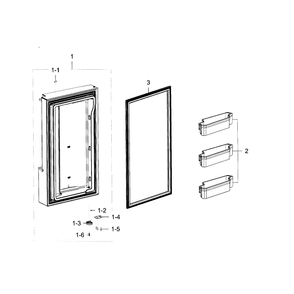 Freezer Door L Diagram and Parts List for RF23J9011SR AA-02 Samsung Refrigerator