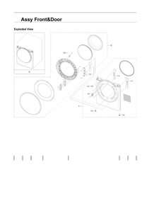 Front And Door Assembly Diagram and Parts List for DVE45R6100W A3-00 Samsung Dryer