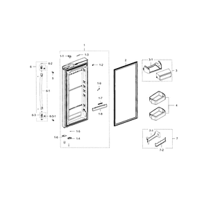 Fridge Door R Diagram and Parts List for RFG237AARS XAA-03 Samsung Refrigerator