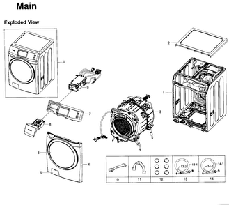 Main Assy Diagram and Parts List for WF457ARGSWR AA-0000 Samsung Washer