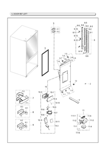 Left Refrigerator Door Parts Diagram and Parts List for RF263TEAESR AA-07 Samsung Refrigerator