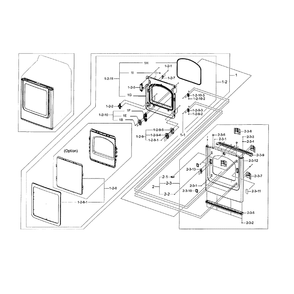 Frame Front And Door Diagram and Parts List for DV45H7000GW A2-0000 Samsung Dryer