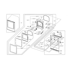 Front Frame / Door Diagram and Parts List for DV45H7000EP A3-01 Samsung Dryer
