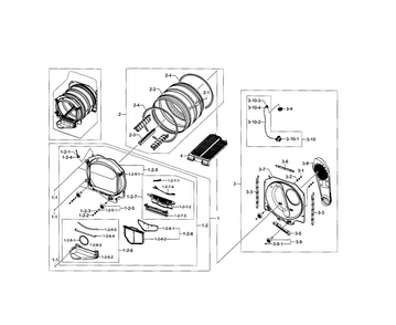Drum Diagram and Parts List for DV5471AEP XAA-0001 Samsung Dryer