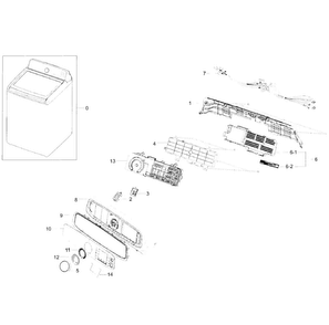 Control Panel Diagram and Parts List for WA52J8060AW A2-0000 Samsung Washer