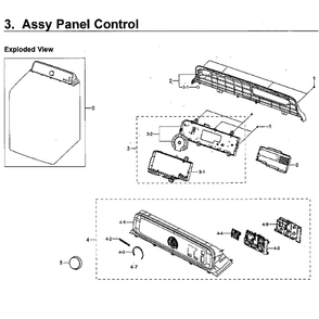 Control Panel Diagram and Parts List for WA40J3000AW A2-12 Samsung Washer
