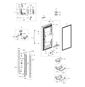 Fridge Door L Diagram and Parts List for RFG297HDWP XAA-0004 Samsung Refrigerator