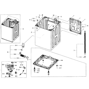 Frame Assembly Diagram and Parts List for WA50F9A7DSW A2-01 Samsung Washer