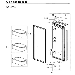 Fridge Door Rt Diagram and Parts List for RF28K9070SR AA-01 Samsung Refrigerator