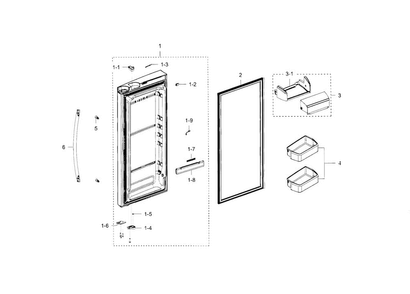 Fridge Door R Diagram and Parts List for RFG297HDWP XAA-0003 Samsung Refrigerator