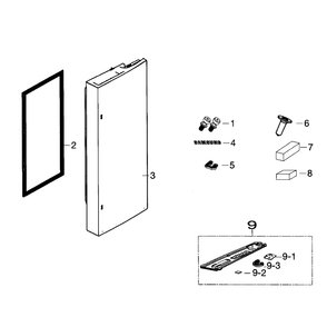 Fridge Right Door Diagram and Parts List for RF26HFENDSR AA-0003 Samsung Refrigerator