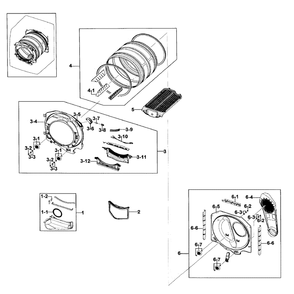Drum Diagram and Parts List for DV330AEB XAA-03 Samsung Dryer