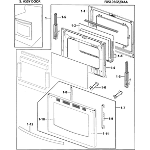 Door Diagram and Parts List for FX510BGS XAA-00 Samsung Range