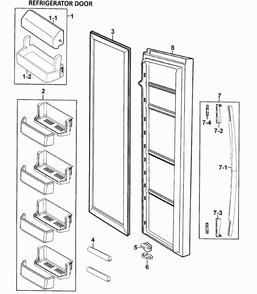 Right Door Diagram and Parts List for RS277ACBP XAA-0000 Samsung Refrigerator
