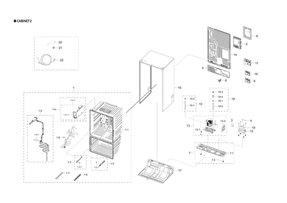 Cabinet 2 Diagram and Parts List for RF27T5501SR AA-53 Samsung Refrigerator