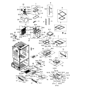 Fridge Diagram and Parts List for RF28HFEDTBC AA-03 Samsung Refrigerator