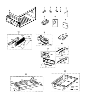 Freezer Diagram and Parts List for RF260BEAESR AA-0002 Samsung Refrigerator