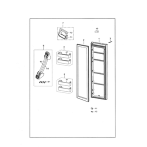 Refrigerator Door Diagram and Parts List for RS25J500DSR AA-01 Samsung Refrigerator