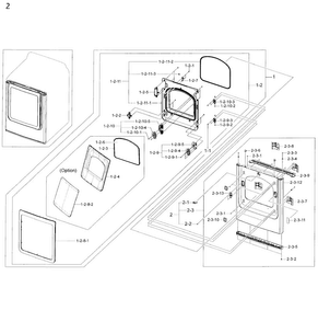 Frame Front & Door Diagram and Parts List for DV50K8600GV A3-0000 Samsung Dryer