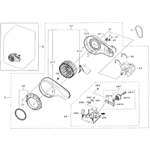 Motor Duct Diagram and Parts List for DV50K7500GV A3-0000 Samsung Dryer