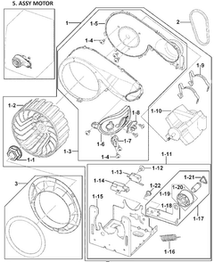 Motor Assy Diagram and Parts List for DV409AEW XAA-0000 Samsung Dryer