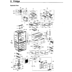 Fridge Diagram and Parts List for RF28K9380SR AA-01 Samsung Refrigerator