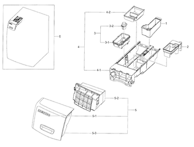 Drawer Diagram and Parts List for WF42H5400AW A2-0000 Samsung Washer