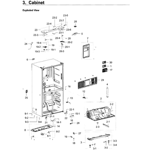 Cabinet Diagram and Parts List for RF22K9581SR AA-01 Samsung Refrigerator
