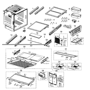 Fridge Diagram and Parts List for RF260BEAESR AA-0002 Samsung Refrigerator