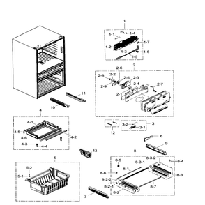 Freezer Diagram and Parts List for RF31FMEDBWW AA-03 Samsung Refrigerator