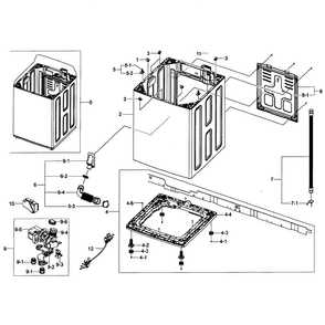 Frame Assy Diagram and Parts List for WA50F9A8DSP A2-0001 Samsung Washer