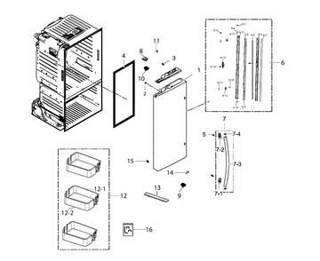 Fridge Door L Diagram and Parts List for RF221NCTASP AA-0000 Samsung Refrigerator