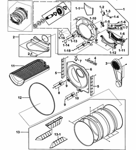 Drum Assy Diagram and Parts List for DV316LGW XAA-0000 Samsung Dryer